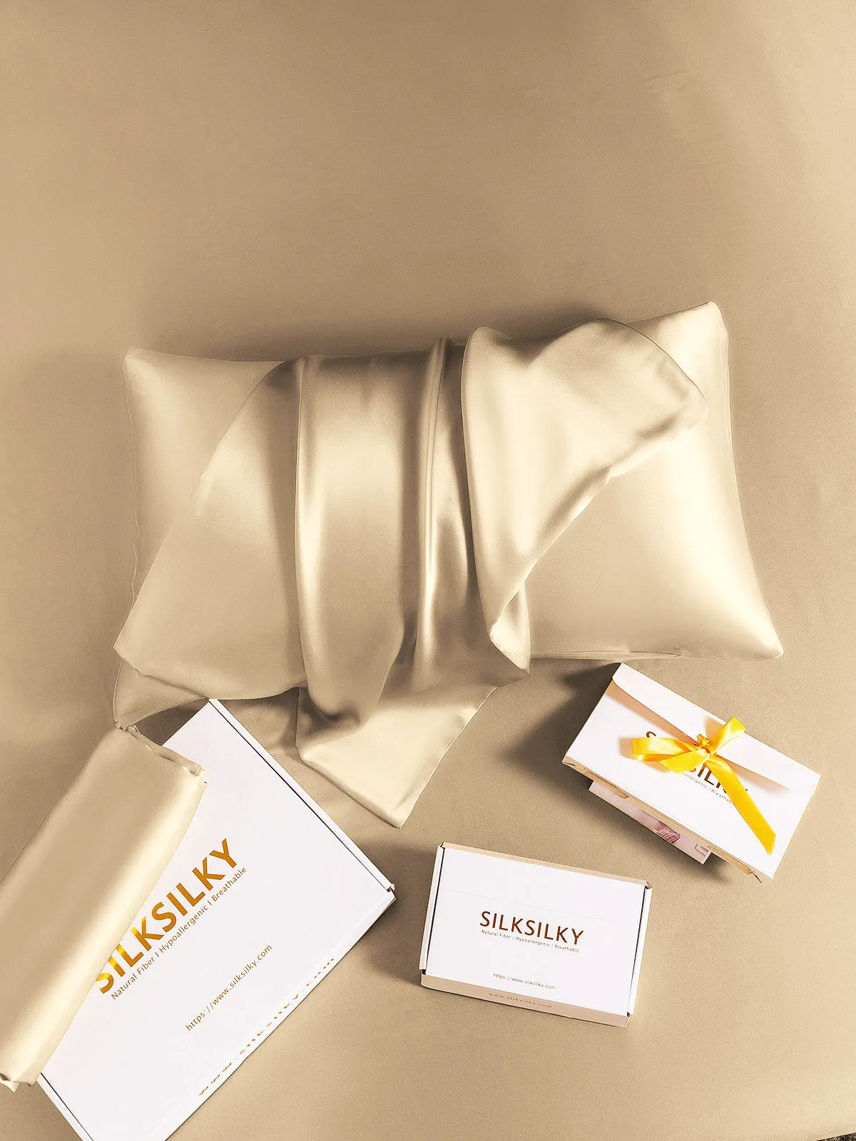 100% Mulberry Silk Pudebetrk med Kuvertlukning