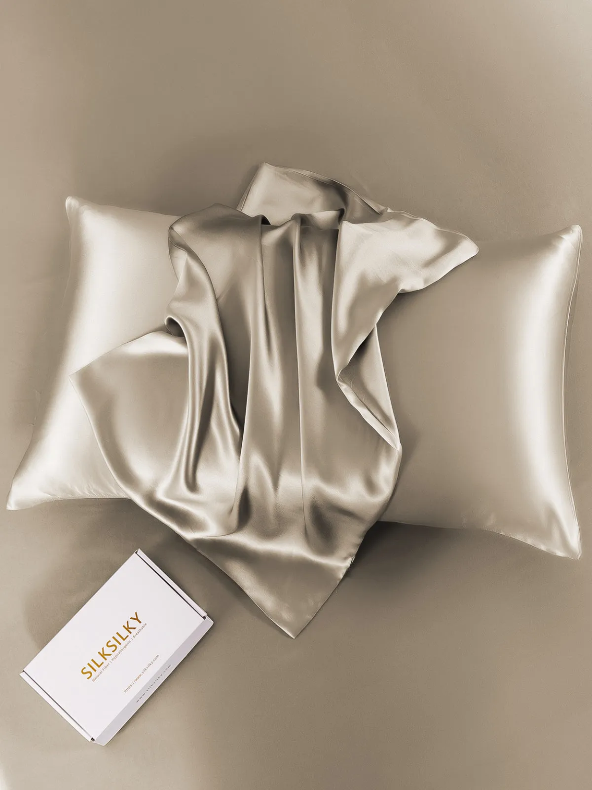 100% Mulberry Silk Pudebetrk med Kuvertlukning