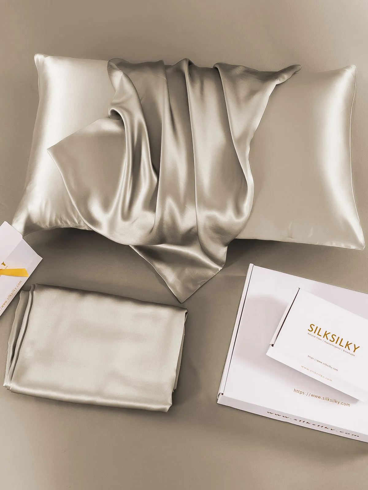 100% Mulberry Silk Pudebetrk med Kuvertlukning