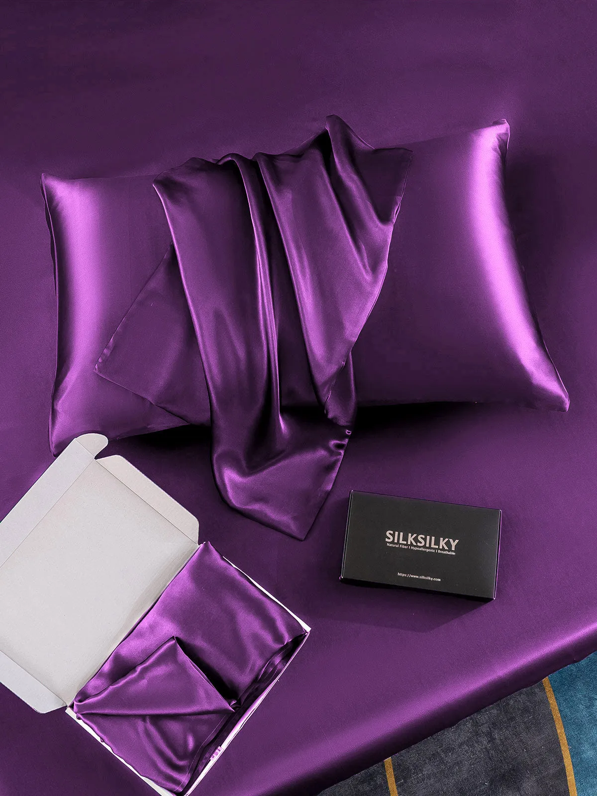 100% Mulberry Silk Pudebetrk - Skjult Lynls