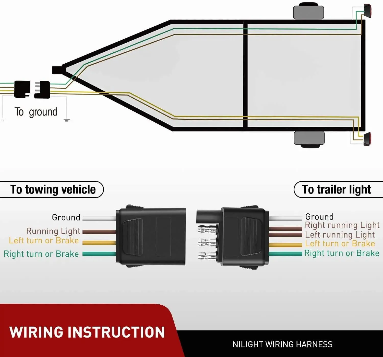 25Ft Male 4Ft Female Trailer Wiring Harness