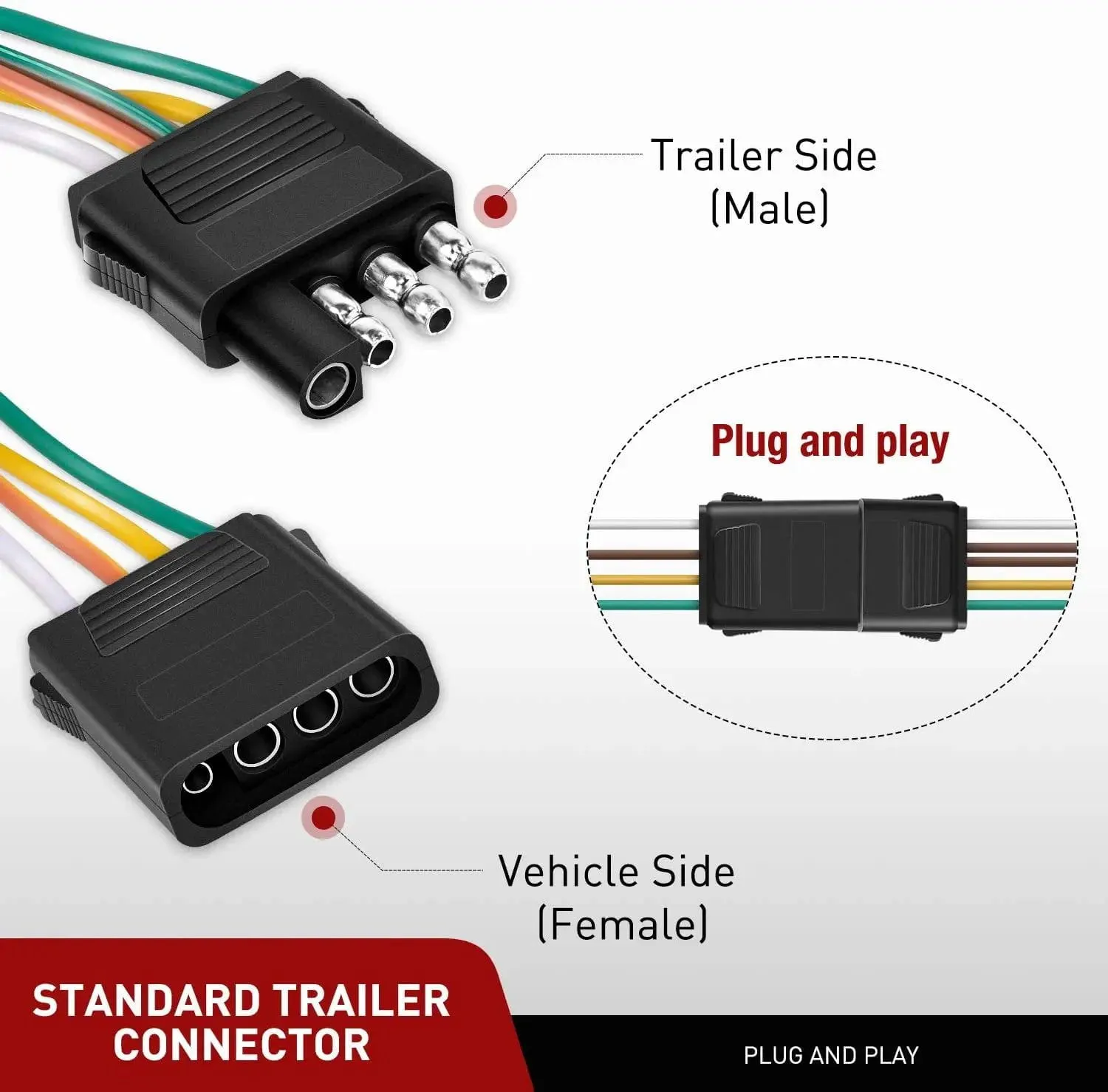 25Ft Male 4Ft Female Trailer Wiring Harness