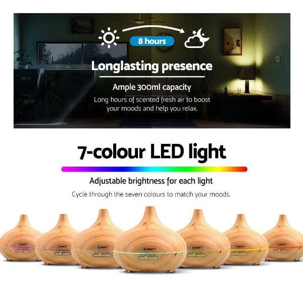 4 in 1 Aroma Diffuser - Aromatherapy Humidifier Purifier - Light Wood