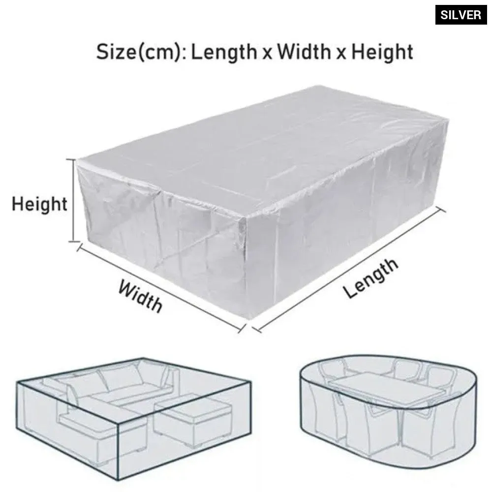 68 Size Silver Garden Patio Protective Cover Oxford Cloth Furniture Dust Cover Rattan Table and Chair Sofa Waterproof Rain Cover