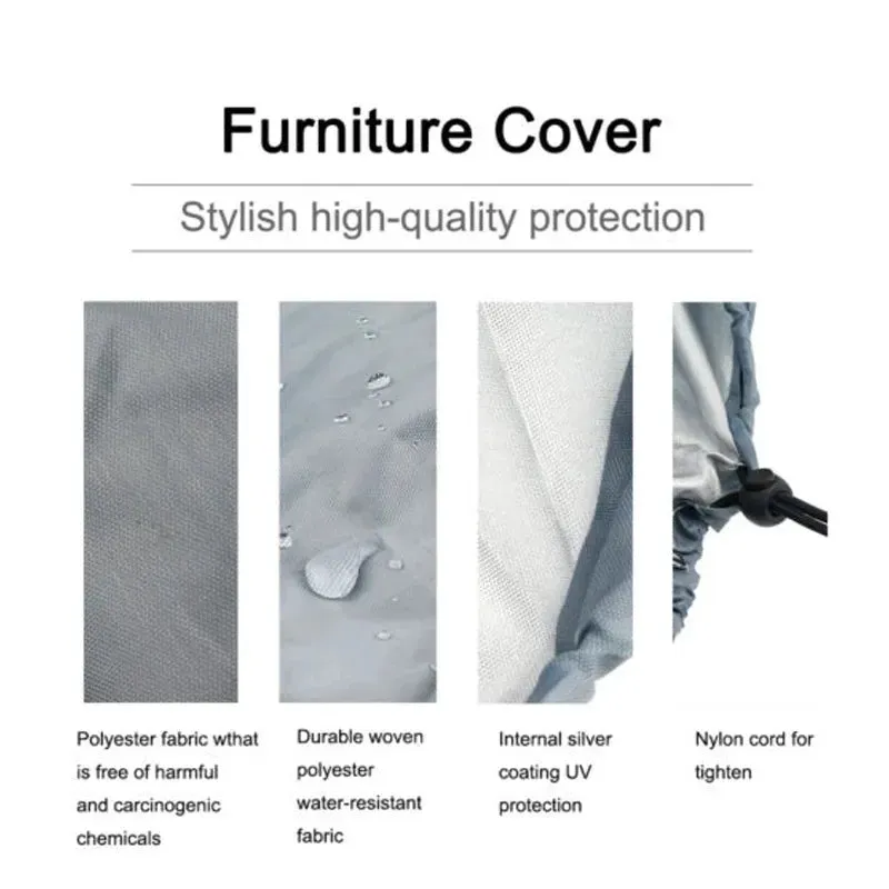68 Size Silver Garden Patio Protective Cover Oxford Cloth Furniture Dust Cover Rattan Table and Chair Sofa Waterproof Rain Cover