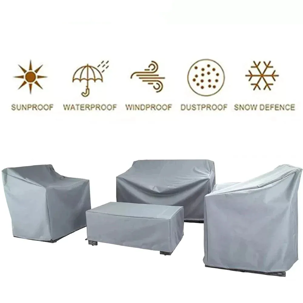 68 Size Silver Garden Patio Protective Cover Oxford Cloth Furniture Dust Cover Rattan Table and Chair Sofa Waterproof Rain Cover