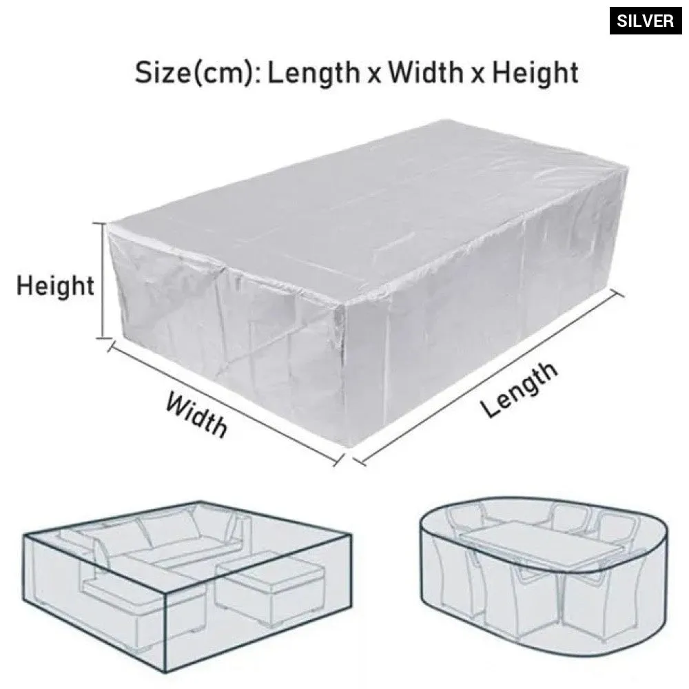 68 Size Silver Garden Patio Protective Cover Oxford Cloth Furniture Dust Cover Rattan Table and Chair Sofa Waterproof Rain Cover