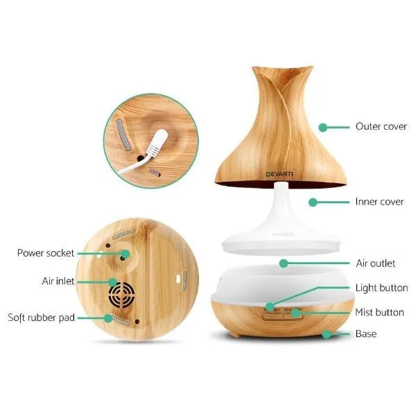 Aromatherapy Aroma Humidifier Essential Oil Diffuser  - Light Wood