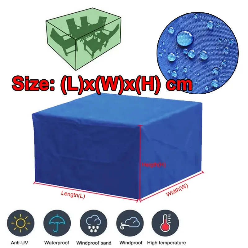 Blue Waterproof Outdoor Patio Garden Furniture Covers 210d Rain Snow Chair Covers Sofa Table Chair Dust Proof Cover