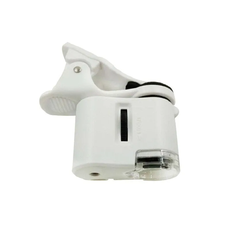 Clip Microscope 60x Led Jewelry Magnifying Glass Focusing Adjusted Pocket Microscope with Cell Phone Clip Uv Light