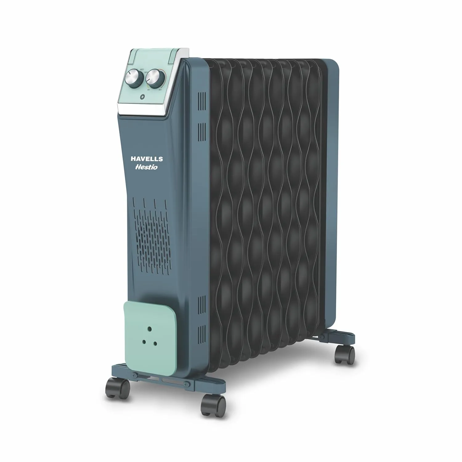 Havells GHROFCJN240 Hestio 9 Wave Fin OFR 2400 Watt with 3 Heat Setting "800W/1200W/2000W" & PTC Heater 400W (Blue & Black)