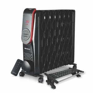 Havells OFR 15 Wave Fin DIGI with 3 Heat Setting, (GHROFBZK250) 2500 watt, Automatic Digital Control of Temperature, Overheat Protection, Digital Display (Black)