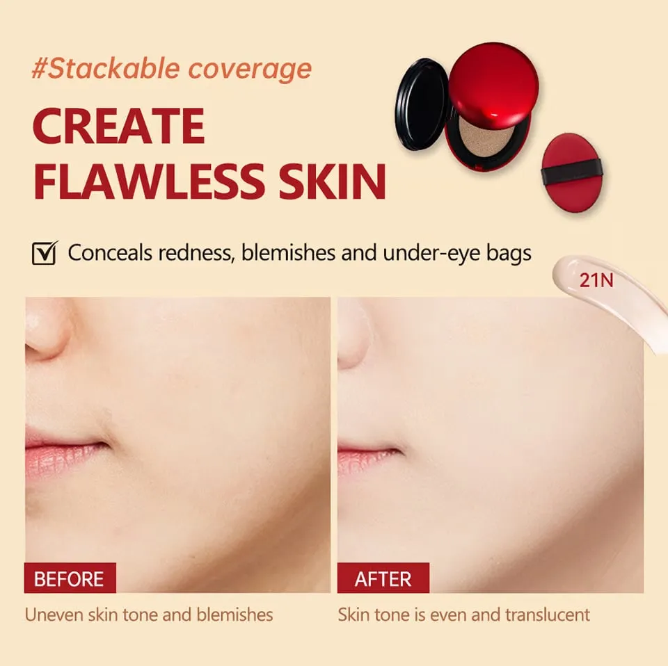High-Coverage Hydrating Long-Lasting Red Cushion Foundation