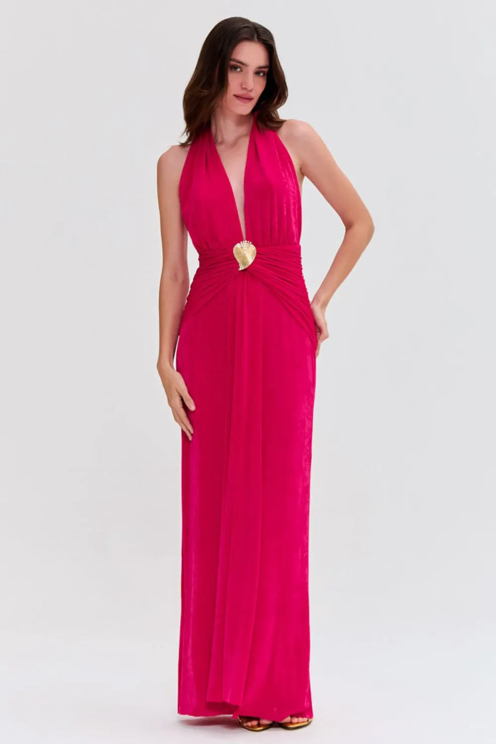 RADIANT JERSEY HALTERNECK GOWN
