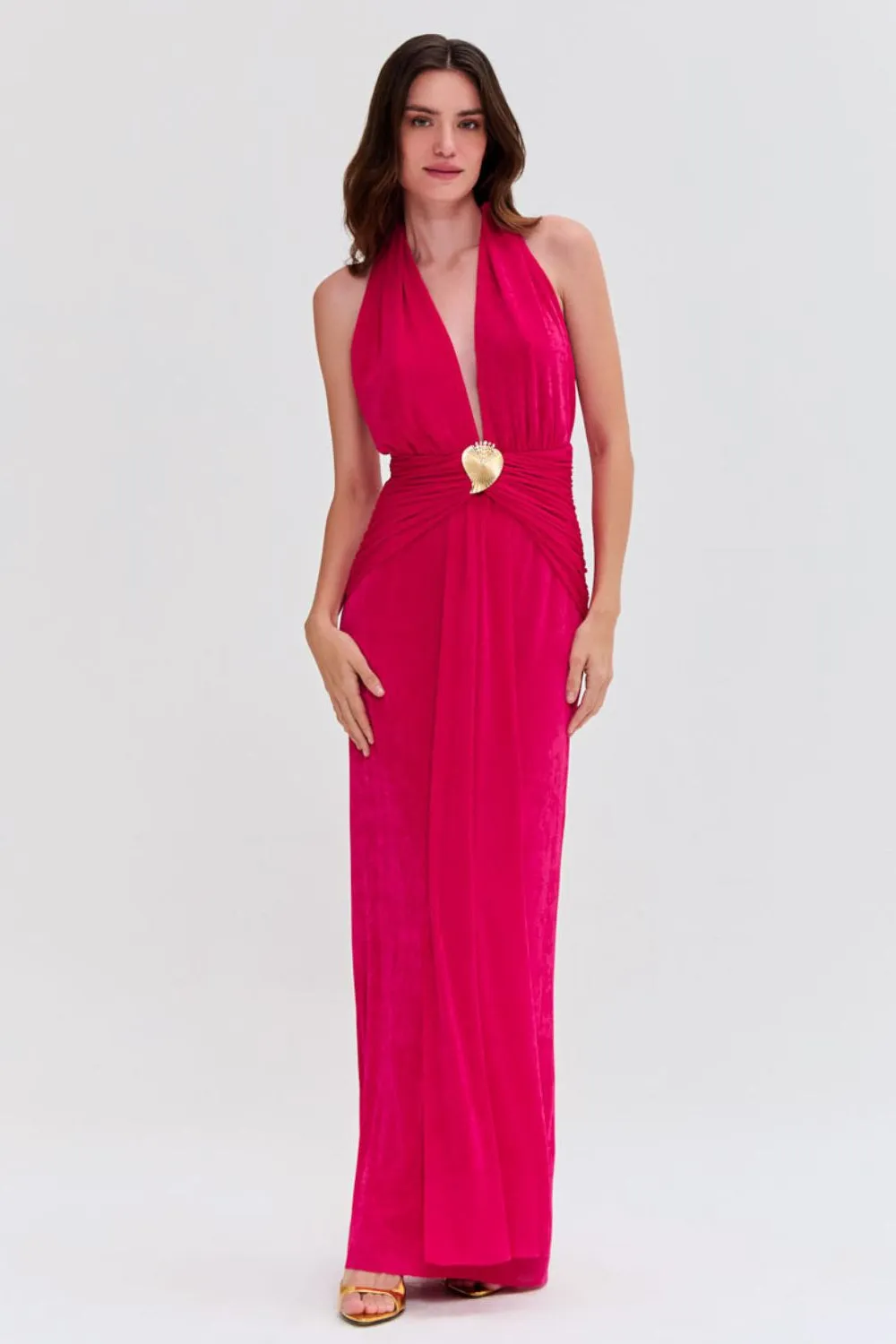 RADIANT JERSEY HALTERNECK GOWN