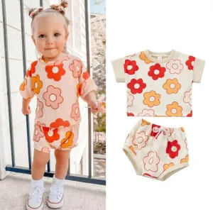 Retro Flower Baby - Bummies & Tee Summer Set