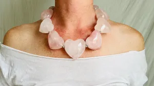 Rose Quartz Heart Necklace. Sterling Silver. 2474