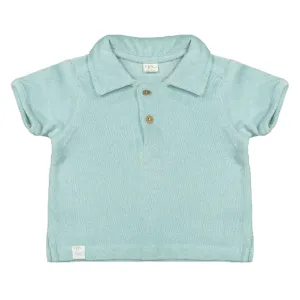 Terry Cloth Collared Tee- Baby Blue
