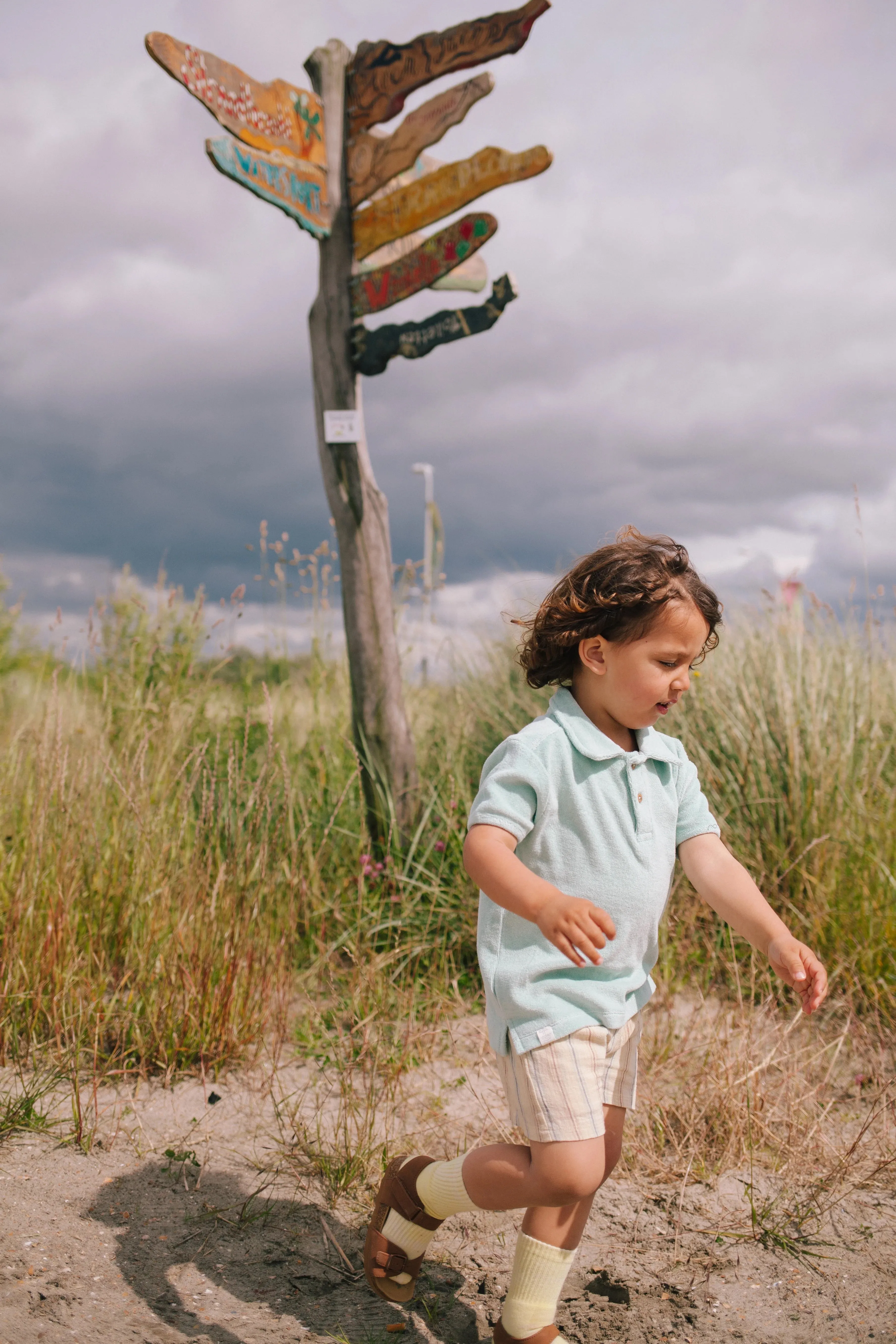 Terry Cloth Collared Tee- Baby Blue